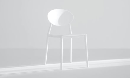 A light-themed furniture setup